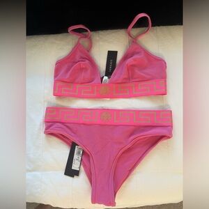 Versace Women’s Pink Logo-Trim Bikini Set